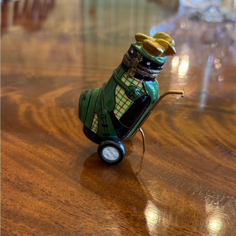 Limoges Green and Gold Golf Bag Box